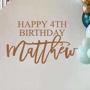 Happy Birthday Decal for Balloon Arch Backdrop Decorations, Happy Birthday Party Decal Decorations Sticker with Personalized Name and Age