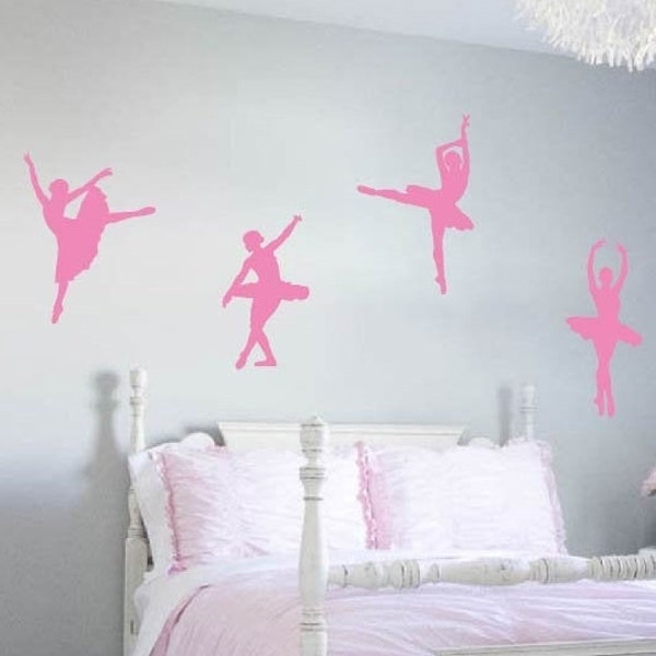 Ballerina Wall Decals, Dance wall decals, Ballerina dancer wall decals, Ballerina wall art, Set of 4, Prima Ballerina Dancer Vinyl Stickers
