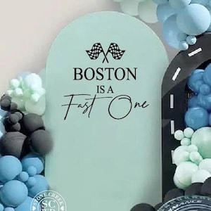 Fast One Vinyl | Race Car First Birthday Backdrop Display for Racing Theme Party or Personalized Photo Decor (Decal Only)