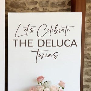 Let’s Celebrate the Twins Baby Shower Decal | Personalized (Name) Twins Backdrop Vinyl Sticker | Twin Baby Shower Decor (Decal Only)