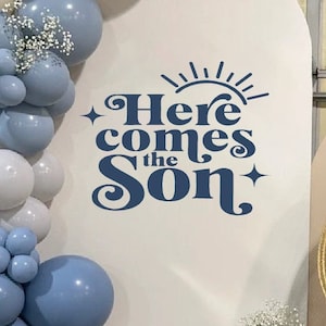 Here Comes The Son Baby Shower Party Decal Sign | Sun Son Boy Baby Shower Decal Sign |  Baby Shower Pregnancy Wall Decoration Decor Ideas