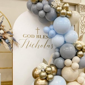 God Bless Vinyl Decal | Baptism, Christening, or First Communion Backdrop Display for Religious Celebration or Photo Setup (Decal Only)