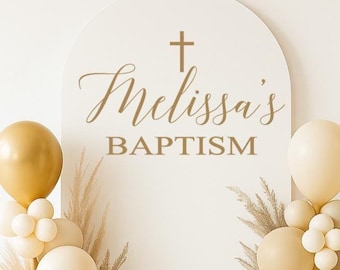 Custom Baptism Vinyl | Personalized Cross Backdrop Display for Christening, Baby Blessing, or Religious Celebration (Decal Only)