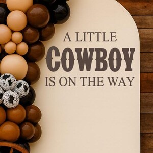 A Little Cowboy or Cowgirl Is On The Way Vinyl | Western Baby Shower Backdrop Display Gender Reveal Country Rodeo Celebration (Decal Only)