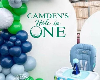 Hole in One Vinyl 1st Birthday Golf Themed Decal | Birthday Backdrop Display for Par-Tee Kids Golf Birthday Party Celebration (Decal Only)
