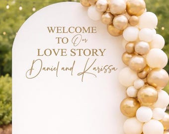 Personalized Love Story Vinyl Decal | Welcome to Our Love Story Backdrop Sign | Bridal Shower Engagement Party Decor (Decal Only)