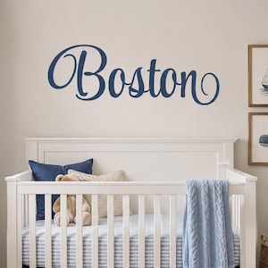 Custom Name Wall Decal | Personalized Boys Nursery Name Decal | Baby Boy Bedroom Wall Decor | Large Script Name Wall Sticker N101