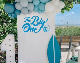 The Big One Birthday Vinyl Decal | Beach Surf Wave Theme 1st Birthday Backdrop Sticker for Ocean Party Decor (Decal Only)