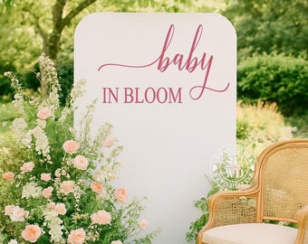 Baby in Bloom Vinyl | Floral Garden Theme Backdrop Display for Spring Baby Shower, Gender Reveal, or Flower Party Celebration (Decal Only)