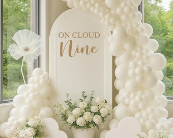 On Cloud Nine Bridal Shower Decal | Bridal Shower Backdrop Vinyl Sticker | Cloud Theme Bride To Be Party Decorations (Decal Only)