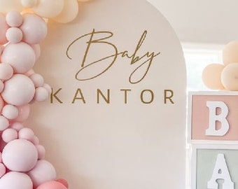Baby Name Vinyl | Personalized Backdrop Display for Baby Shower, Nursery Wall Decor, or Gender Reveal Celebration (Decal Only)