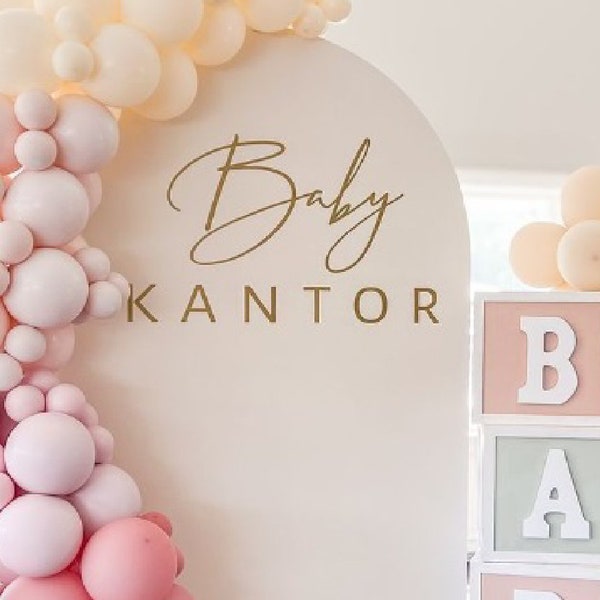 Baby Name Vinyl | Personalized Backdrop Display for Baby Shower, Nursery Wall Decor, or Gender Reveal Celebration (Decal Only)