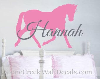 Horse Wall Decals Personalized Horse Decals Horse Wall Decal Girls Horse Decor Horse Vinyl Decal Horse Name Decal  Girls Bedroom Decal N037