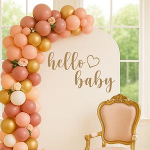 Hello Baby Shower Vinyl Decal | Baby Shower Backdrop Sticker for Balloon Arch, Welcome Sign and Photo Wall Decor (Decal Only)
