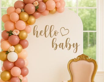 Hello Baby Shower Vinyl Decal | Baby Shower Backdrop Sticker for Balloon Arch, Welcome Sign and Photo Wall Decor (Decal Only)