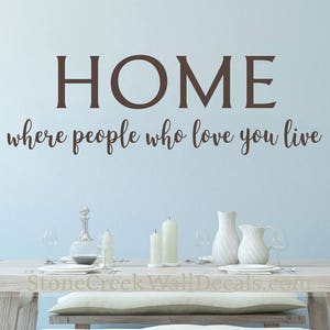 Home where people who love you live Home Wall Decal Wall Vinyl Decal Family Living Dining Room Wall Decals Wall Quote Decal image 2