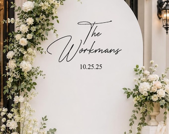 Personalized Wedding Backdrop Decal, Custom Last Name Wedding Sign, Wedding Mirror Decal, Wedding Date Reception Decor (Decal Only)