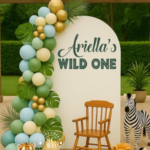 Wild One Vinyl | Safari or Jungle Theme Backdrop Display for First Birthday Party, Photo Area, or Kids Celebration (Decal Only)