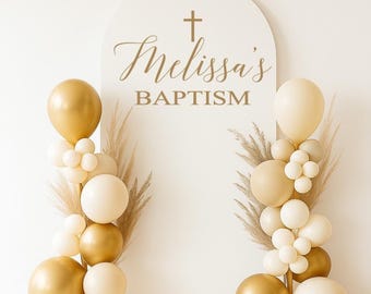 Custom Baptism Vinyl | Personalized Cross Backdrop Display for Christening, Baby Blessing, or Religious Celebration (Decal Only)
