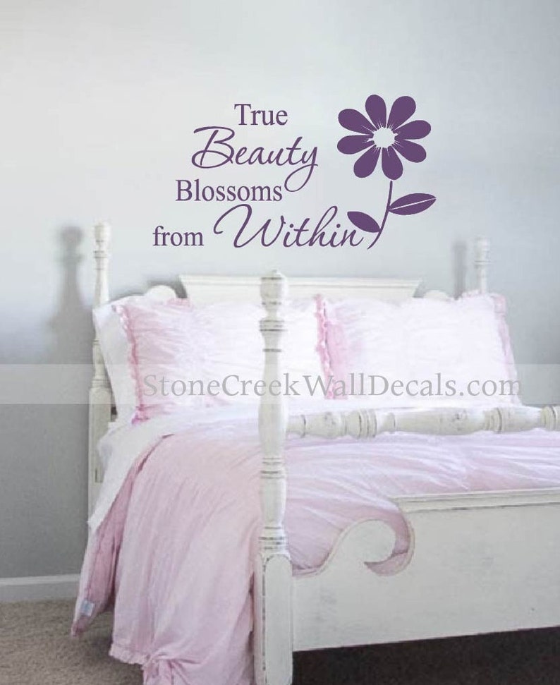 True Beauty Blossoms from Within Vinyl Wall Decals Wall Decals for Girls Nursery Wall Decals l Inspirational Bedroom Wall Decals Decor Bild 2