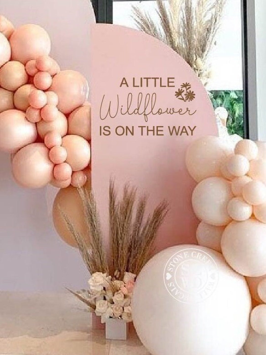 A Little Wildflower is on the Way Baby Shower Party Decal Sign Gender