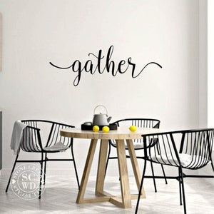 Gather Wall Decal Living Room Dining Room Family Decor Gather Wall Sticker Farmhouse Gather Decal Gather Quote Decal Thanksgiving Decal image 7