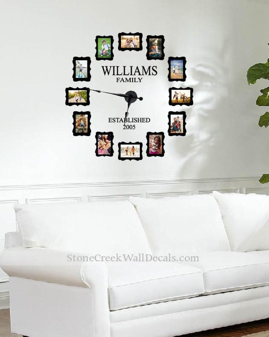 Large FAMILY PHOTO Wall Clock Decal Kit With Working Hands and Etsy
