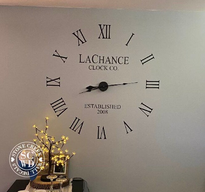 Large Wall Clock Decal w/ working clock parts Custom Family Etsy