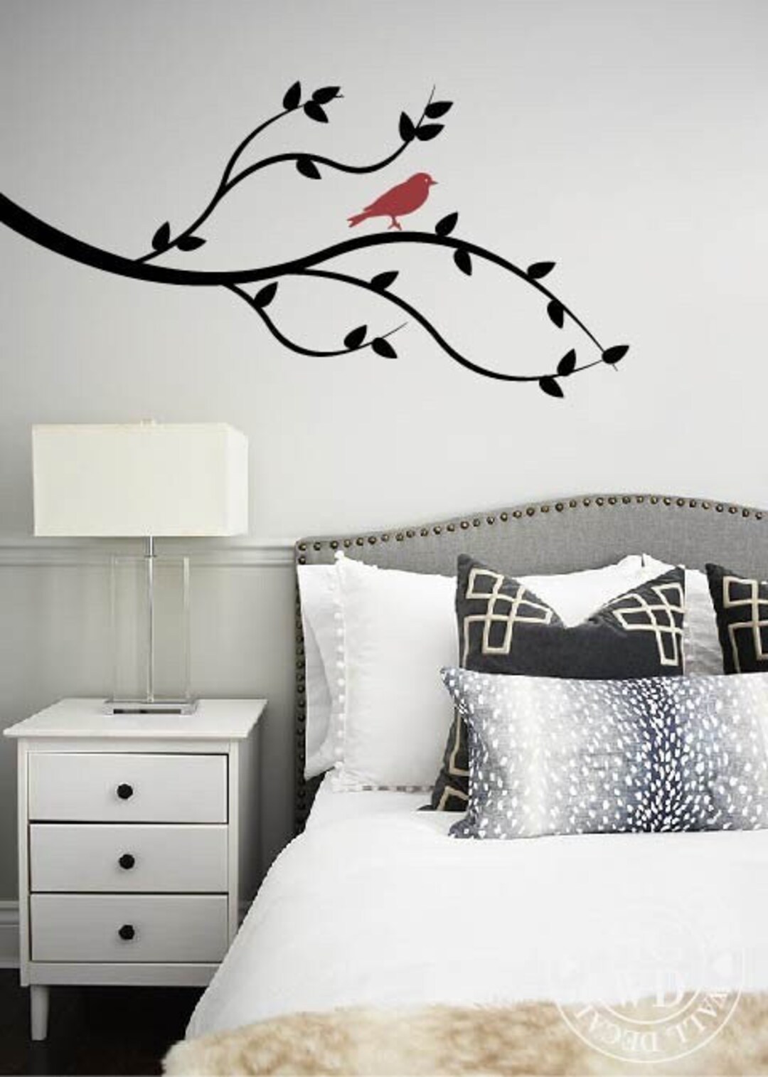 Tree Branches Wall Decal With Bird Tree Decal Branch Wall Decal Tree Wall Art Tree Branch Vinyl