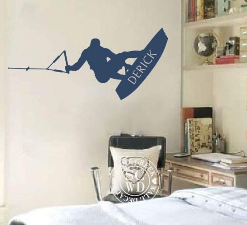 Wakeboarding Wall Decals Wakeboard Wall Decals Wakeboarding Wall Sticker Wall Decals for Boys Personalized Name Wall Decals image 2