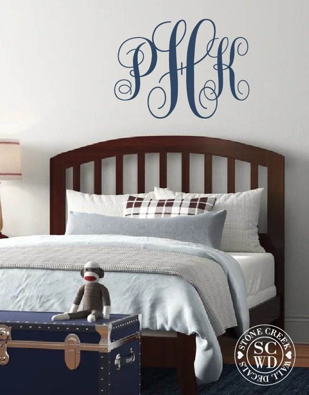 Monogram Wall Decals | Boys Nursery Wall Decals | Boys Bedroom Wall ...