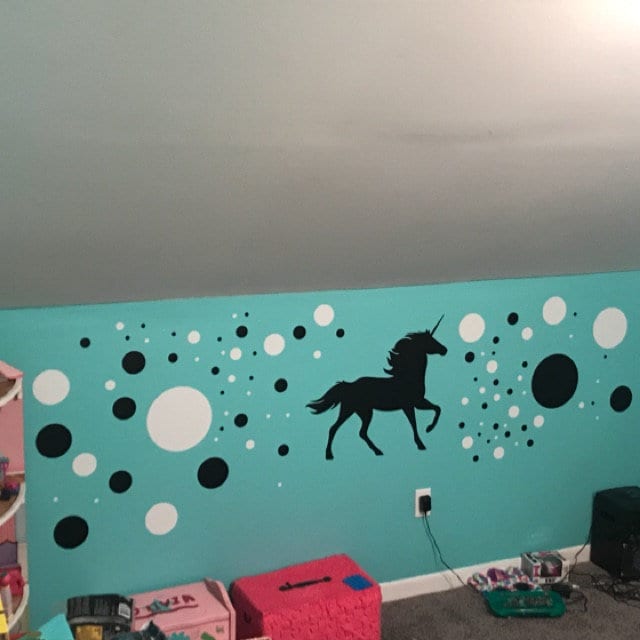 Adhesivo de pared con nombre de unicornio personalizado Decoración de  estrellas para habitación de niña Vinilo personalizado LD66