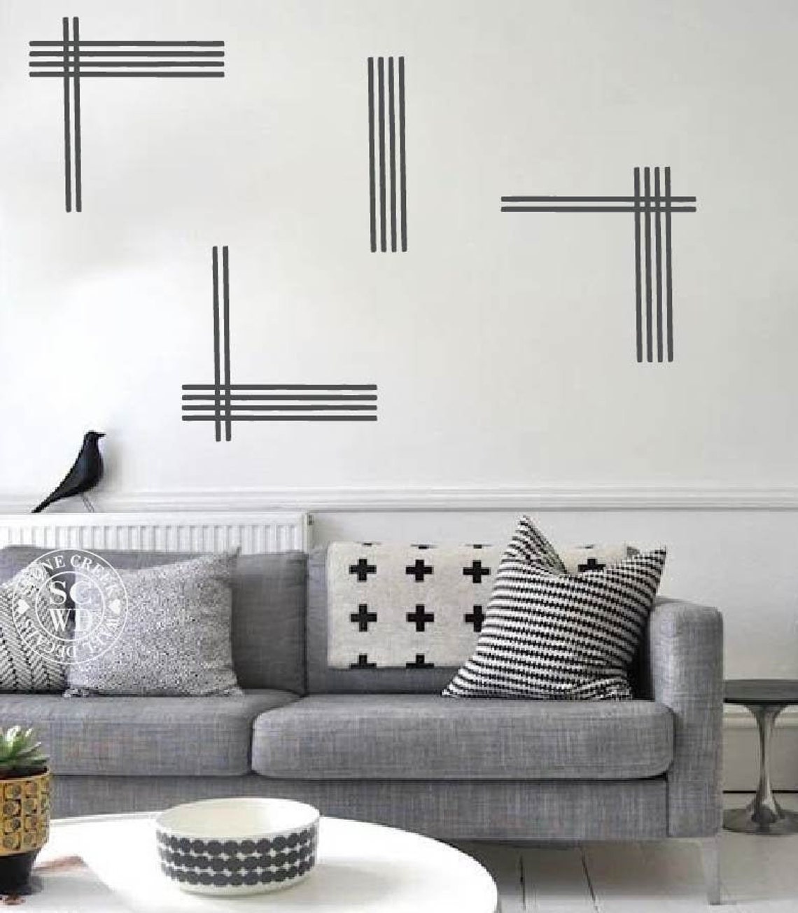 Line Wall Decals Set of 15 Large Line Wall Decal Modern Hand Etsy