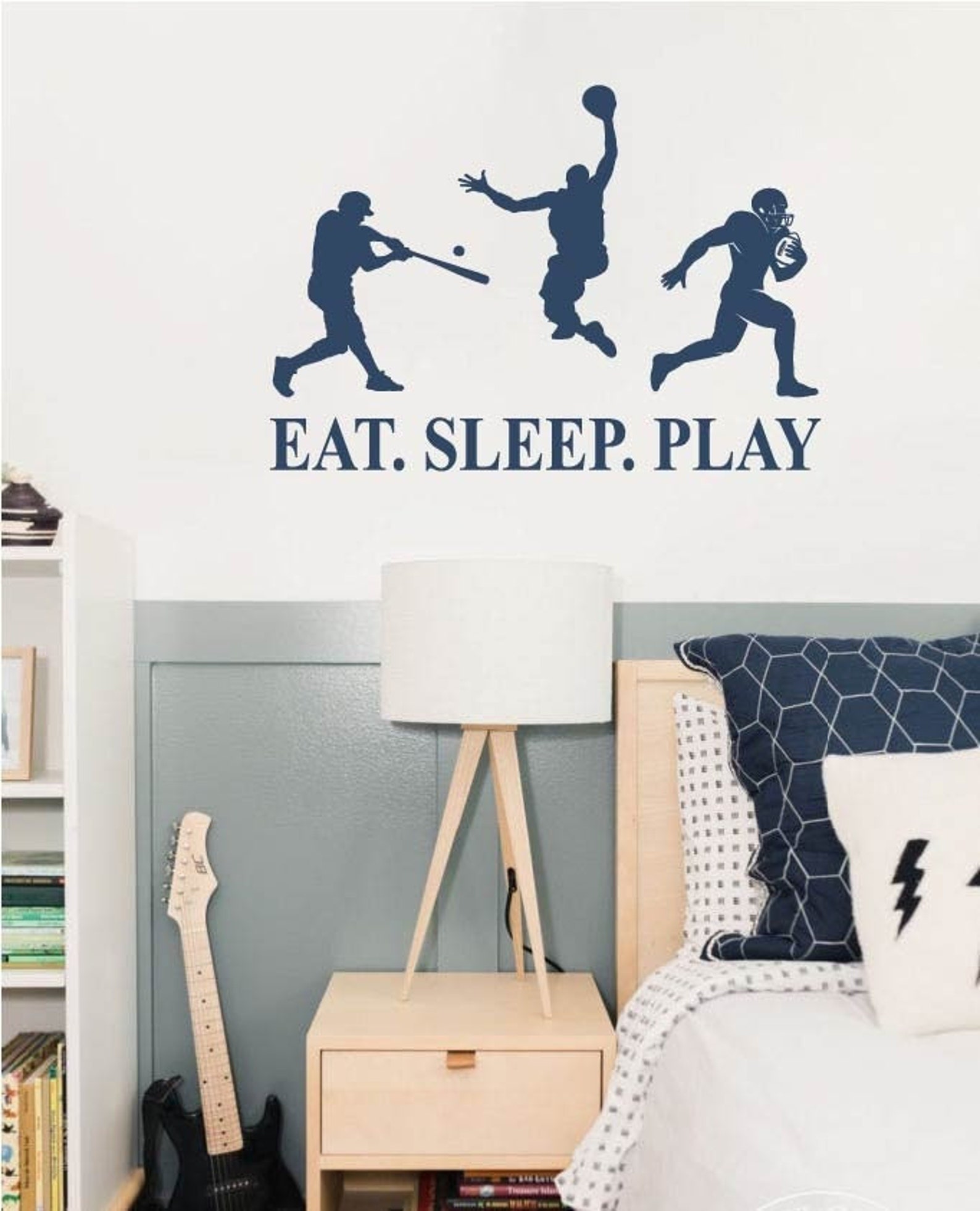 Eat Sleep Play Wall Decal Basketball Football Baseball - Etsy