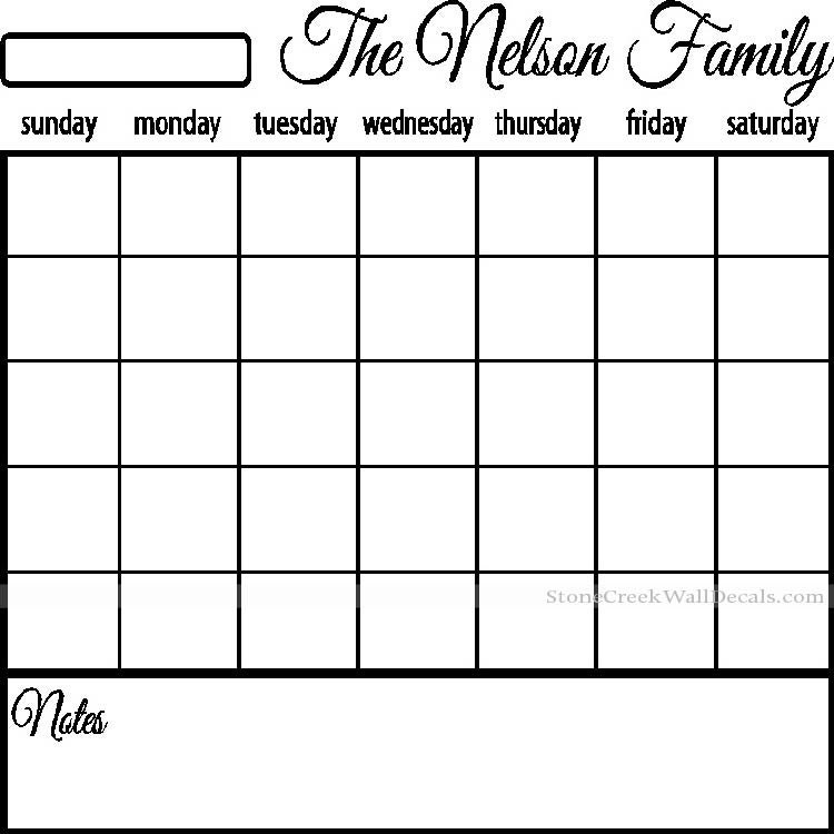 Dry Erase Wall Calendar Personalized Family Calendar Blank | Etsy