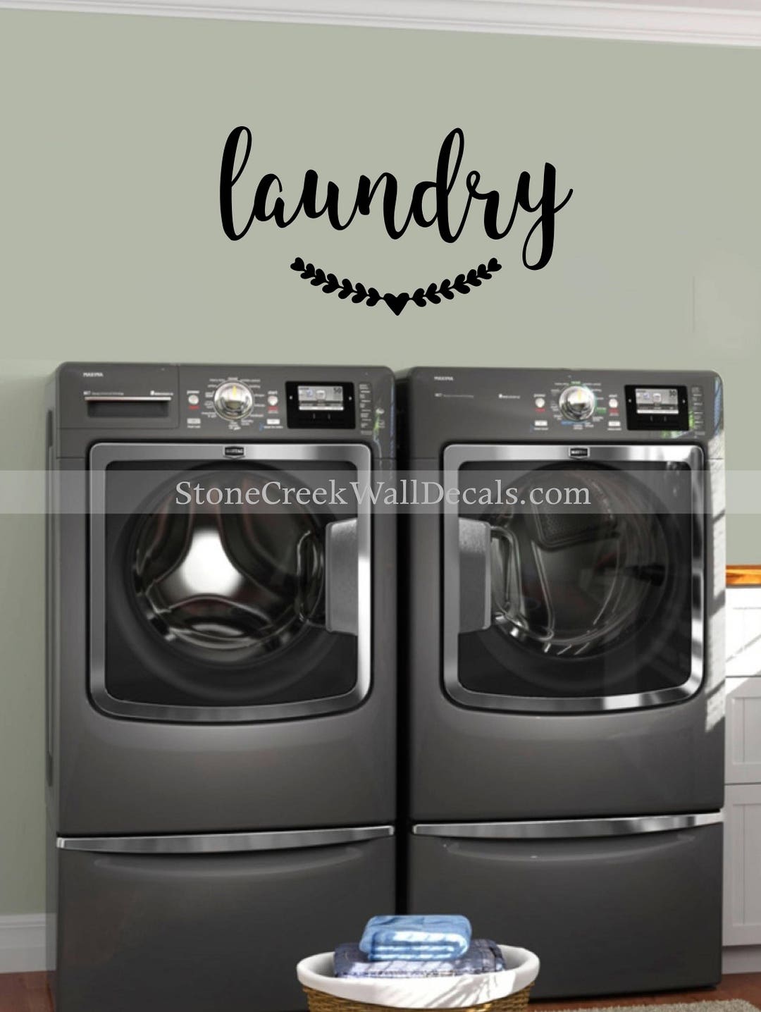 Laundry Wall Decal Door Vinyl Decal Laundry With Laurel Rustic ...