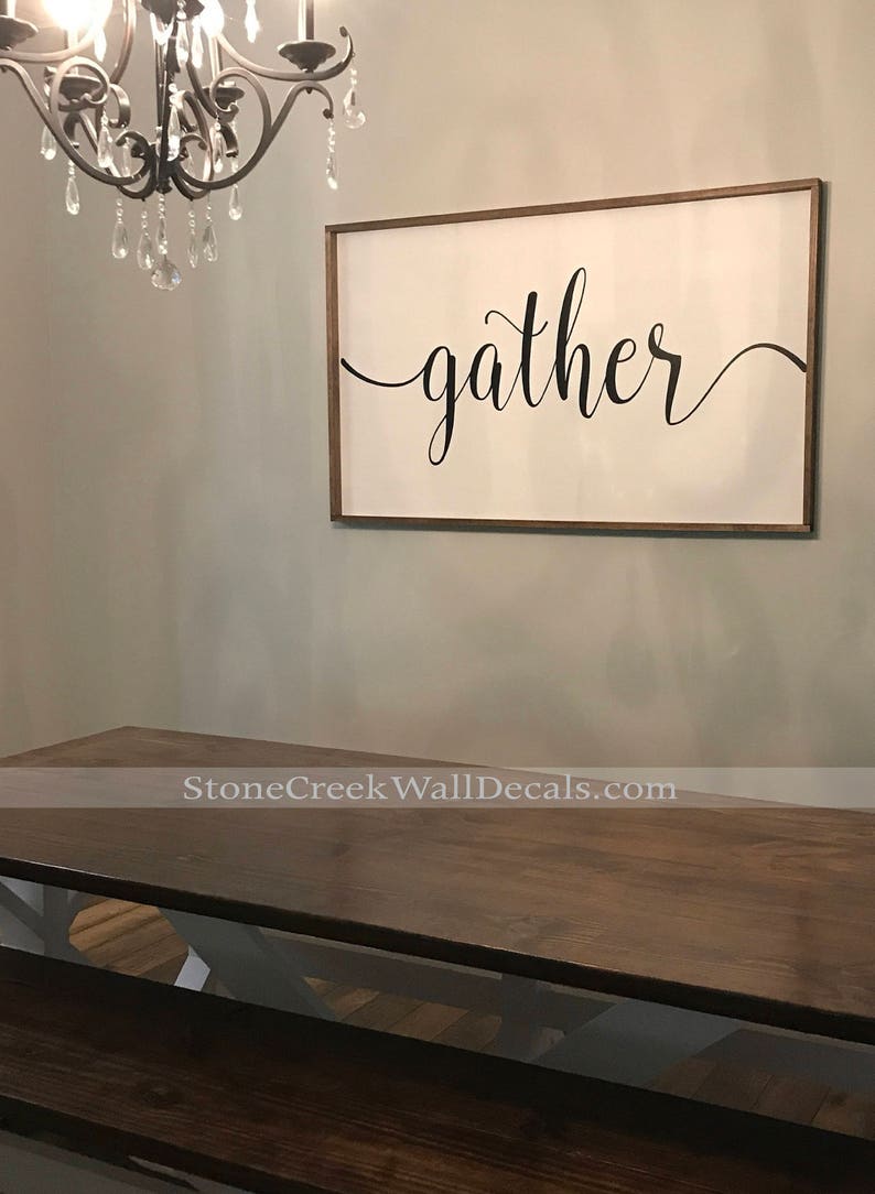 Gather Wall Decal Living Room Dining Room Family Decor Gather Wall Sticker Farmhouse Gather Decal Gather Quote Decal Thanksgiving Decal image 5