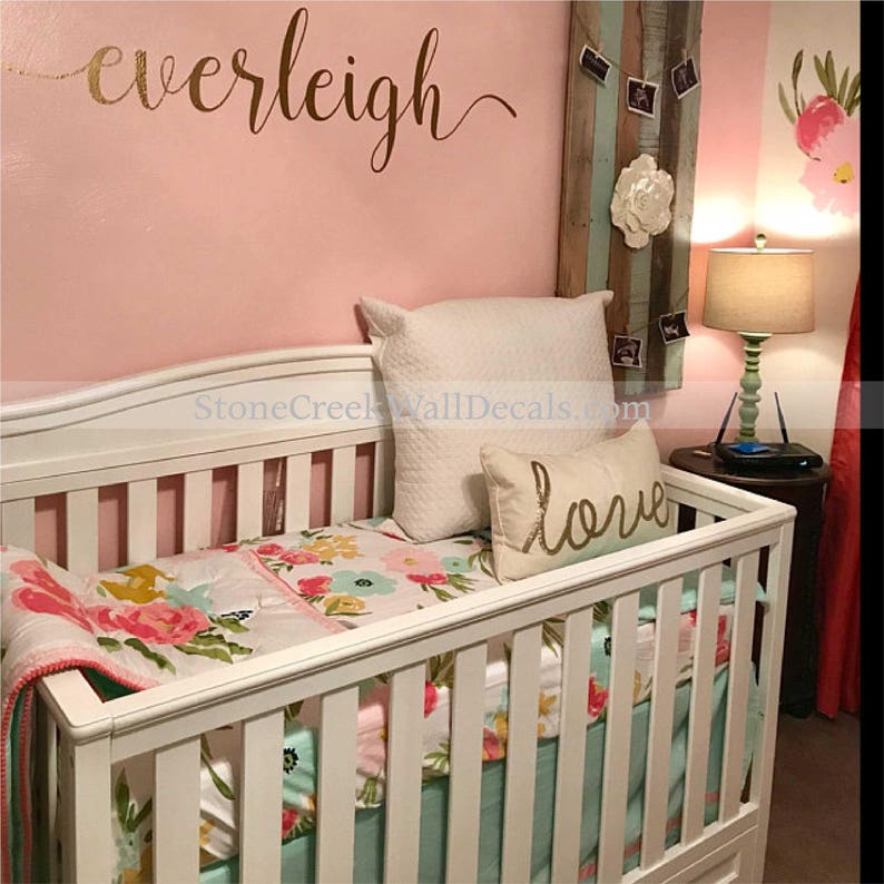Name Wall Decal Girl Nursery Decal Personalized Name Decal Etsy