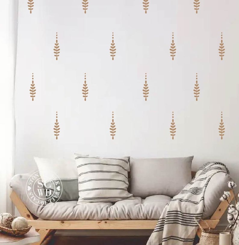 BOHO Wall Decals Hand Drawn Floral Set of 21 Boho Wall Etsy