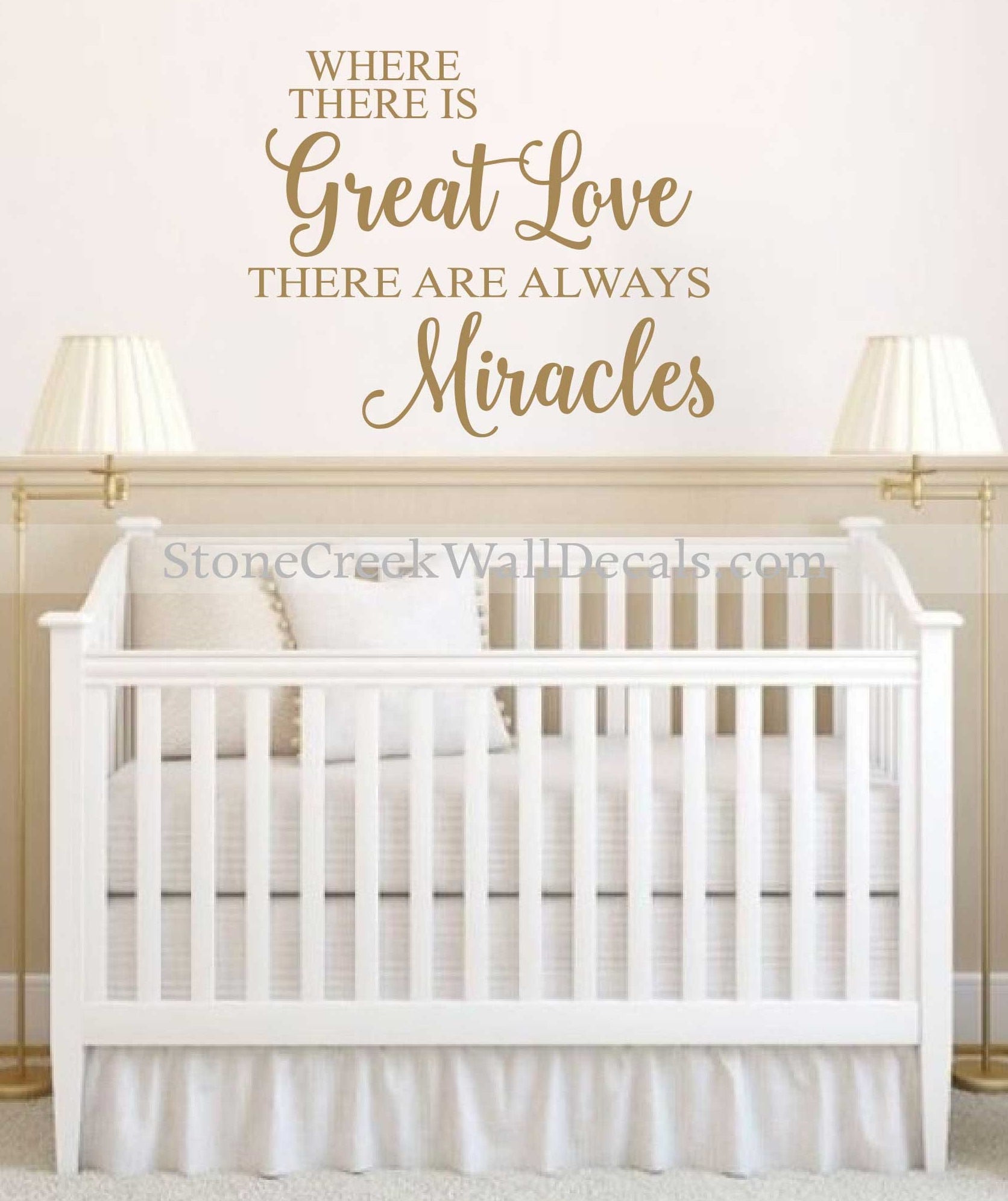 Where There Is Great Love There Are Always Miracles Wall Decal Vinyl Decal Girls Boys Wall Decal Baby Girl Boy Adoption Wall Nursery Decal