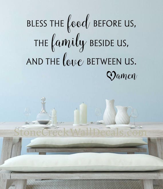 Bless The Food Before Us Wall Decal Kitchen Wall Decal Dining Room Decal Vinyl Decal Family Wall Decal Meal Prayer Decal Kitchen Decals