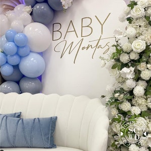 Baby Shower Name Decal for Gender Reveal, Baby Shower Decorations boy girl, Gender Reveal Party Decorations Ideas, Party Backdrop Decal DIY