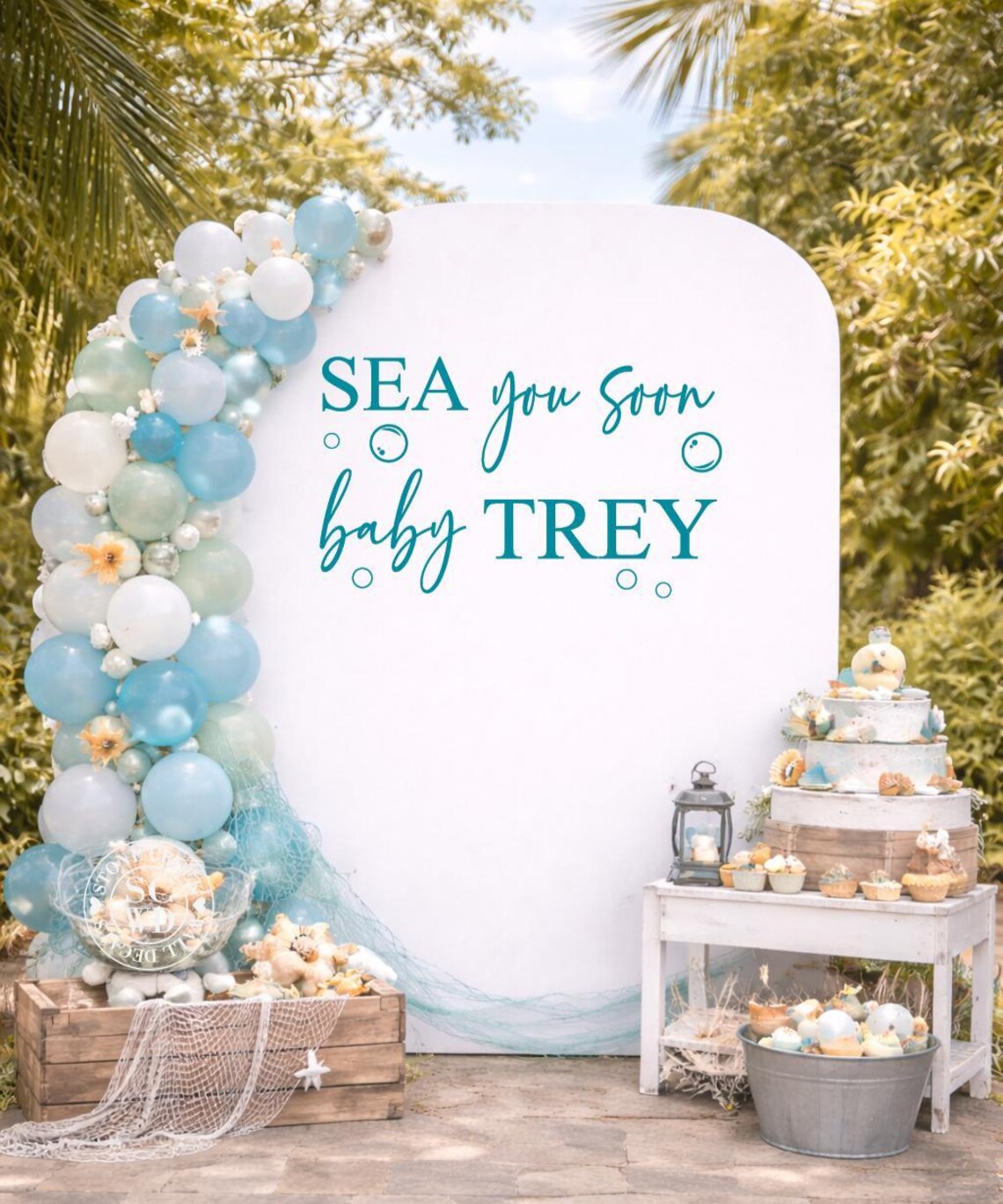 Sea You Soon Baby Backdrop Decal With Bubbles, Ocean Under the Sea Baby ...