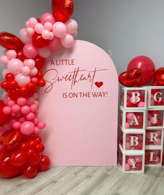 "A Little Sweetheart Is On Her Way" Banner - Valentine's Day Baby Shower Decor For Girl, Gender Reveal Party - View #5