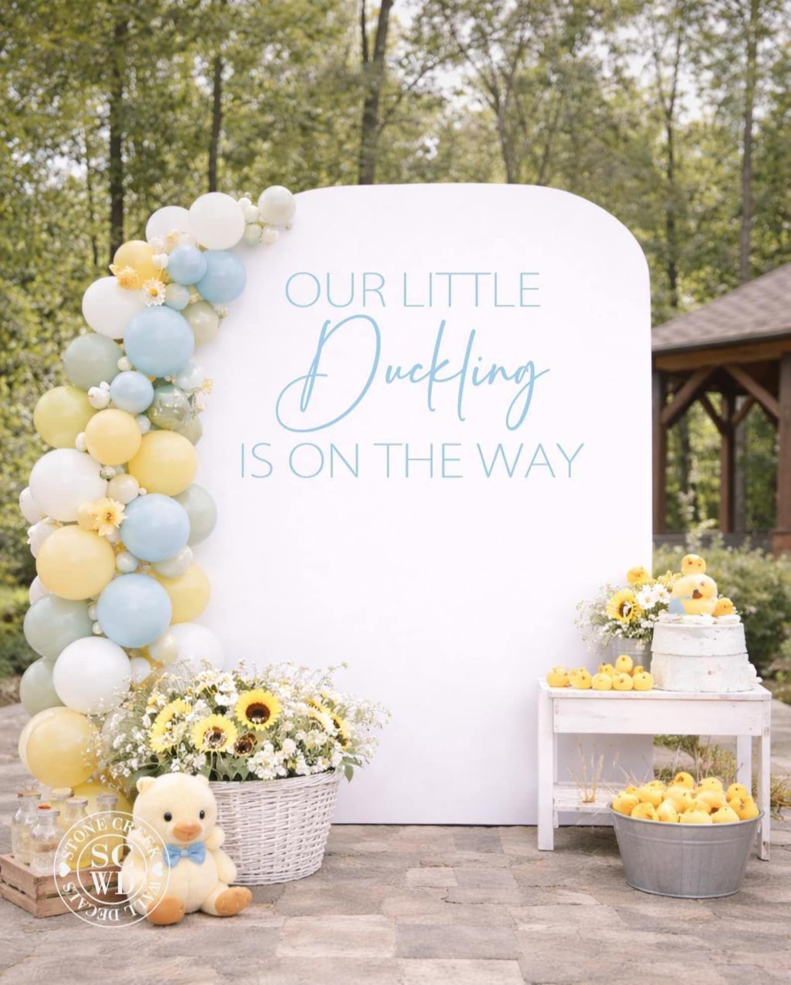 Our Little Duckling Is On The Way Backdrop Decal Duck Baby Shower Sign Little Duck Theme Shower Decor Gender Neutral Shower Decal Only