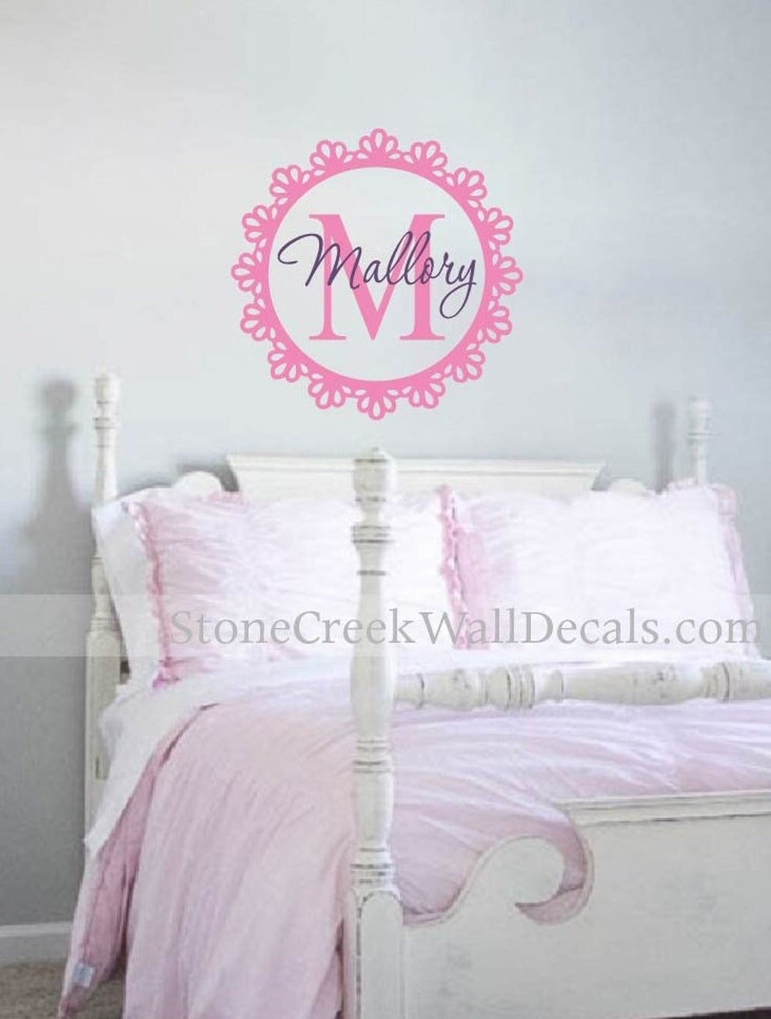 Personalized Wall Decal Girls Wall Decal Nursery Bedroom Monogram Decal ...