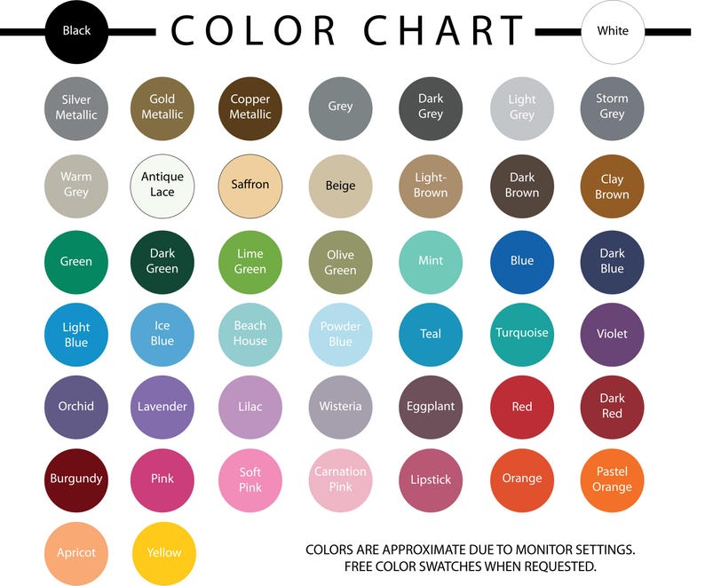 K&ouml;nnte beinhalten: Eine Farbkarte mit einem Raster aus kreisf&ouml;rmigen Farbfeldern und Beschriftungen wie Silver Metallic, Gold Metallic, Copper Metallic, Grey, Dark Grey, Light Grey, Storm Grey, Warm Grey, Antique Lace, Saffron, Beige, Light Brown, Dark Brown und Clay Brown.