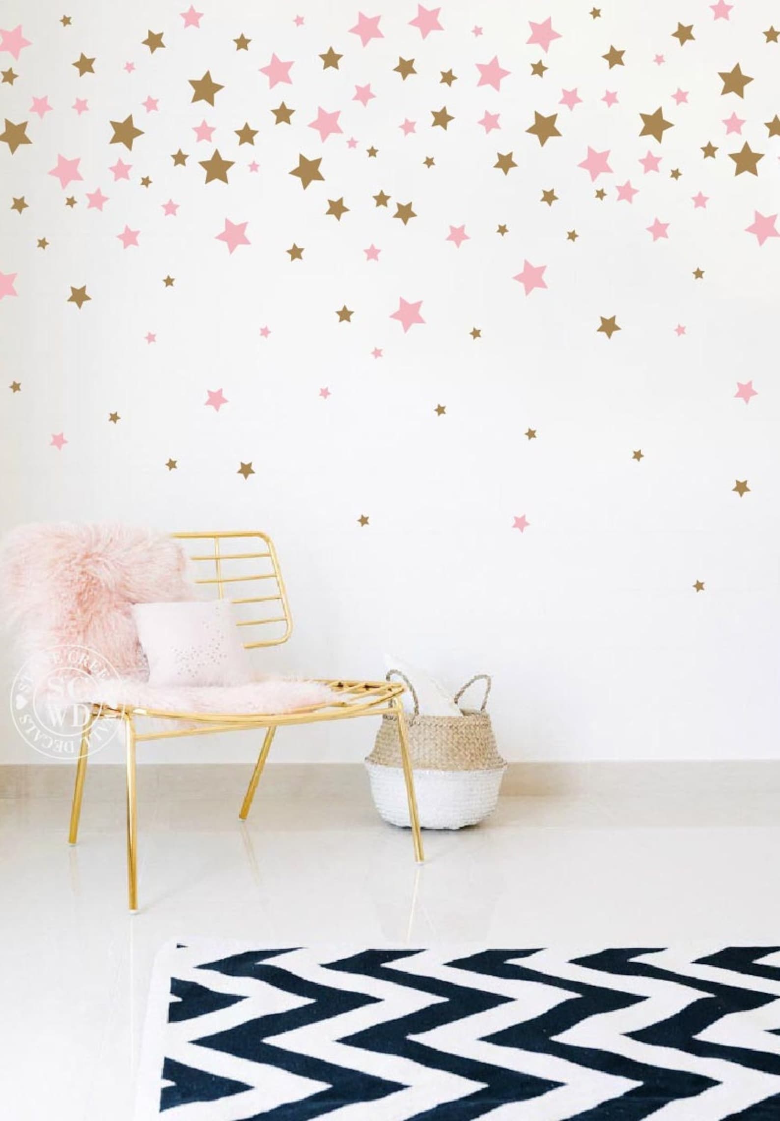 Star Wall Decals Vinyl Wall Decals 220 Star Decals 2 Color Etsy
