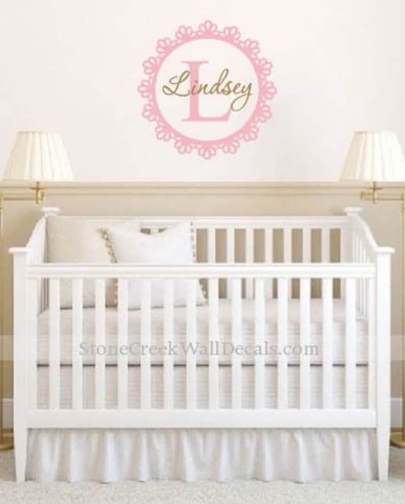 Personalized Wall Decal Girls Wall Decal Nursery Bedroom Monogram Decal ...