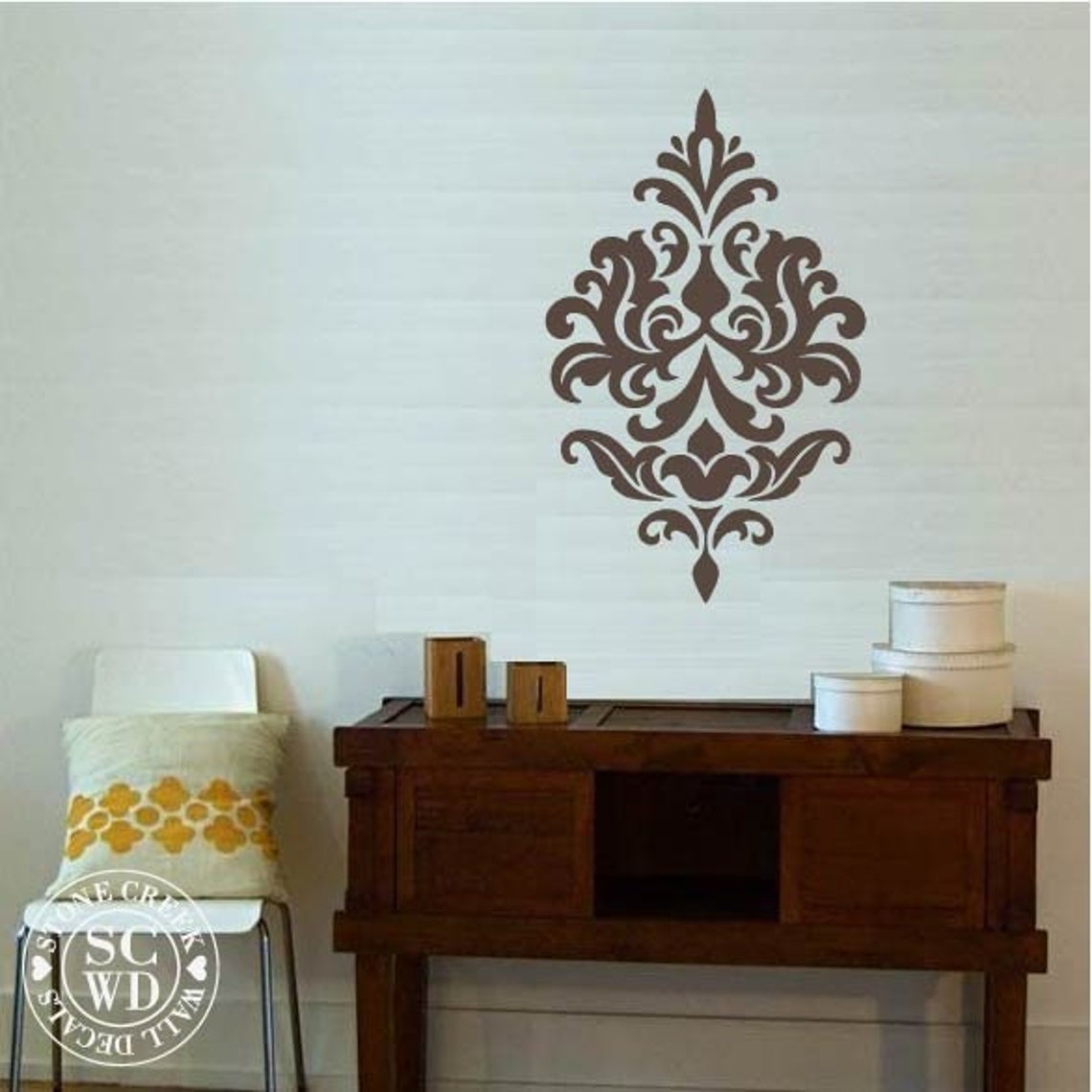 Damask Decals Vinyl Wall Paper Damask Wall Decal Vinyl Vinyl Etsy